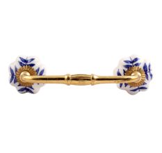 Blue Leaf Medium Ceramic Bridge Handle