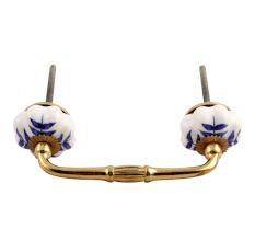 Blue Leaf Medium Ceramic Bridge Handle