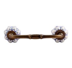 Blue Flower Medium Ceramic Bridge Handle