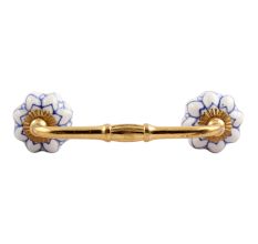 Blue Flower Medium Ceramic Bridge Handle