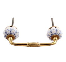 Blue Flower Medium Ceramic Bridge Handle
