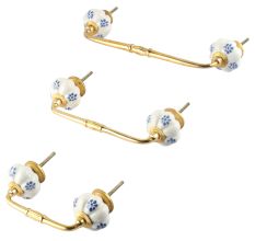 Blue Dahalia Medium Ceramic Bridge Handle