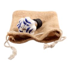 Blue Leaf Medium Ceramic Wine Stopper