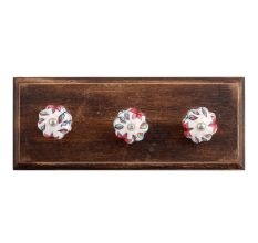 Plumeria Medium Ceramic Wooden Hooks