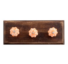 Sprinkled Orange Ceramic Wooden Hooks