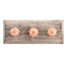 Sprinkled Orange Ceramic Wooden Hooks