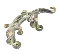 Green Brass Lizard Door Handle