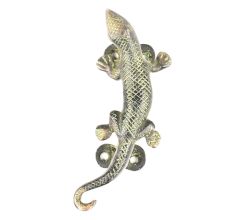 Green Brass Lizard Door Handle