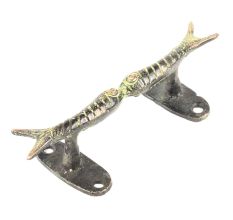 Green Brass Door Handle Twin Fish