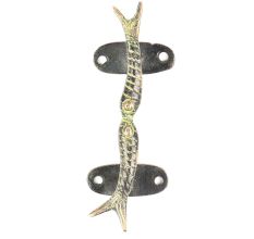 Green Brass Door Handle Twin Fish