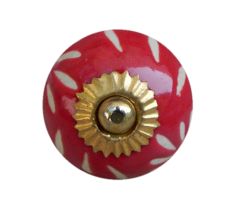 Red Etched Ceramic Knob-19