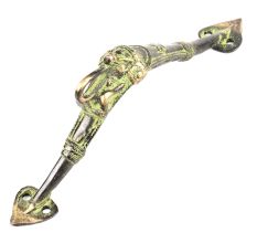 Bronze Door Handle with Elephant Face and Patina
