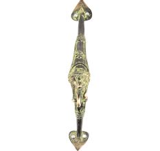 Bronze Door Handle with Elephant Face and Patina