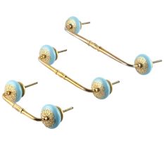 Turquoise Strewn Flat Ceramic Bridge Handle