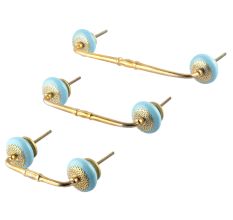 Turquoise Strewn Flat Ceramic Bridge Handle