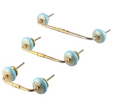 Turquoise Strewn Ceramic Bridge Handle