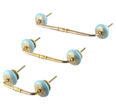 Turquoise Strewn Ceramic Bridge Handle
