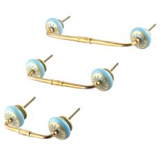 Turquoise Strewn Ceramic Bridge Handle