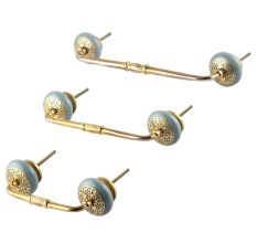 Grey Strewn Flat Ceramic Bridge Handle