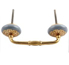 Grey Strewn Flat Ceramic Bridge Handle