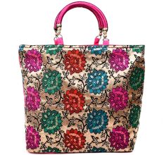 Floral Brocade Party Bag Pink Handbag 