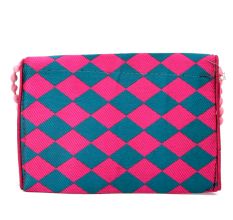 Pink Blue Checkered Handmade Cotton Bag