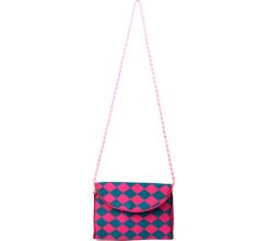 Pink Blue Checkered Handmade Cotton Bag