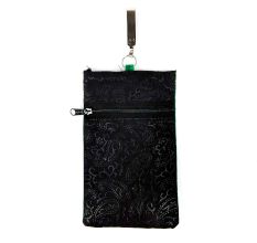 Dark Green Velvet Embroidered Coin Mobile Mini Shoulder Bag