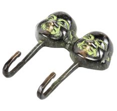 Brass Laughing Buddha Dual Hooks with Patina