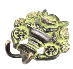 Brass Abstract Design Black Dual Wall Hooks
