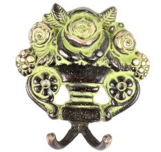 Brass Abstract Design Black Dual Wall Hooks