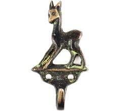 Brass Doe Deer Charm Wall Hooks with Patina