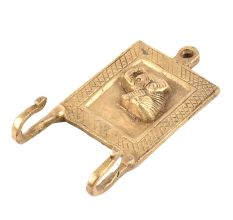 Golden Frame Elephant Solid Brass Dual Wall Hooks