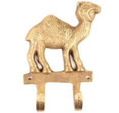 Vintage Brass Camel Figurine Dual Wall Hooks
