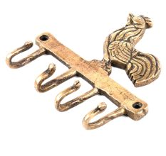 Bronze Rooster with Four Wall Hooks