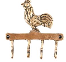 Bronze Rooster with Four Wall Hooks