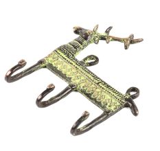 Brass Deer Three Hooks and Hanger