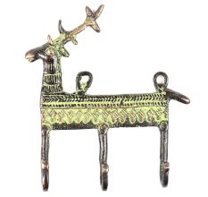 Brass Deer Three Hooks and Hanger