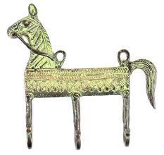 Vintage Style Brass Animal Horse Three Wall Hooks