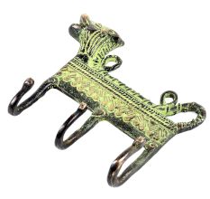 Brass Lion Face Three Wall Hooks