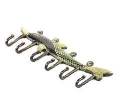 Brass Vintage Dolphin Six Wall Hooks