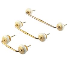 White Strewn Flat Ceramic Bridge Handle