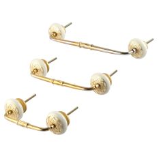 White Strewn Flat Ceramic Bridge Handle