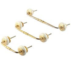 White Strewn Flat Ceramic Bridge Handle