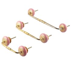 Pink Strewn Flat Ceramic Bridge Handle