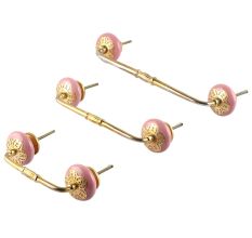 Pink Strewn Flat Ceramic Bridge Handle