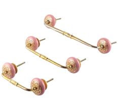 Pink Strewn Flat Ceramic Bridge Handle