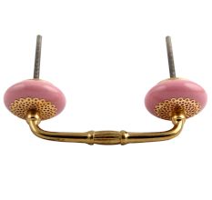 Pink Strewn Flat Ceramic Bridge Handle