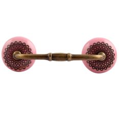 Pink Strewn Flat Ceramic Bridge Handle