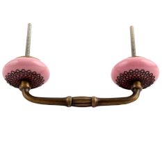 Pink Strewn Flat Ceramic Bridge Handle